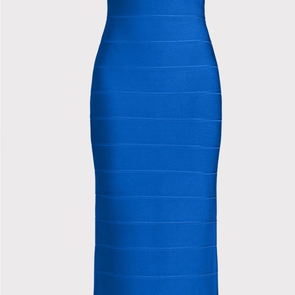 Herve Leger Blue Ribbed Midi dress